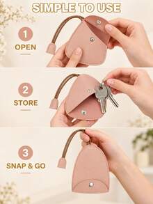 3/2/1pc PU Leather Car Key Cover, Pull-Out Key Pouch With Buckle, Portable Key Holder, Suitable For Car Keys, Handbags, Travel And Daily Use/Set - Multicolor - View 3