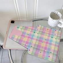 1 buah Casing Tablet Motif Kotak-kotak Pastel Bintang yang Dapat Diputar 360° dengan Sudut Pandang Multi-Angle dan Stand Gaya Buku, Kompatibel dengan iPad A16 2025, Kompatibel dengan Galaxy Tab S9 FE/S8 Plus/S7/S10, Kompatibel dengan Oppo Pad, Kompatibel dengan Matepad, Kompatibel dengan Vivo Pad, Kompatibel dengan Honor Pad, Kompatibel dengan Lenovo Xiaoxin Pad - MultiWarna - View 3
