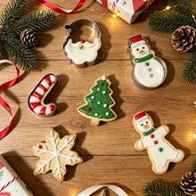 Stainless Steel Christmas Cookie Cutter, 3.1-2.3 Inches, 6pcs Set Gingerbread Man, Christmas Tree, Snowflake, Snowman, Candy Cane Shapes, Stainless Steel, Perfect For Winter Holiday Baking - View 6
