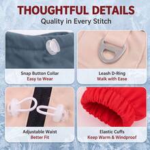 DomKim Multi-Color Dog Winter Warm Jacket - Waterproof & Windproof Fleece-Lined Coat With Built-In D-Ring Harness, Zipper Closure Easy On/Off, Cozy Cold Weather Clothes For Small To Medium Dogs, Daily Walking Outfits In Red, Gray, Cream-White - Multicolor - View 7