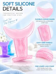 1pc--2-In-1 Silicone Eyelash Applicator & Lower Lash Stamp, Combines Eyeliner Guide, Powder, Purple, Blue Three-Color Options, Smudge-Proof Mascara Application, Eyeshadow Makeup And Lower Lash Stamp Functions; Includes Crescent-Shaped Guard, Suitable For Beginners, Easy Eyeliner Positioning And Mascara Application; Silicone Material, Smudge-Proof, Portable And Easy To Use, Essential Eye Makeup Tool For Home And Travel. - Multicolor - View 5