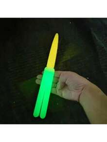 1pc Luminous Radish Toy, Fidget Balisong Trainer, Glow In The Dark Plastic Swing Knife, Stress Relief Novelty Hand Spinning Toy For Teens - Multicolor - View 5