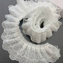 White Hollow Eye Floral Wave Edge Ruffle Lace Trim Double Layer Pleated Ruffle Mesh Lace Ribbon, Multiple Lengths Available, Soft And Breathable, Suitable For Handmade Sewing Craft Fabric Decoration - Multiple Styles - View 7