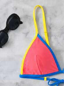 Women's Elegant Yellow & Pink Bikini Set, Sexy Spaghetti Strap Swimsuit - Multicolor - View 4