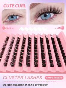 120 Pcs C Curl Cluster Eyelashes, Length 8-16mm, Segmented Individual Eyelashes, DIY Specific, Individual Eyelash Extension, Eyelash Clusters, Individual False Eyelashes, False Eyelashes - D - View 4