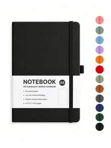 1pc A5 Hardcover Dot Grid Notebook, 192 Pages Bullet Journal, Portable Notebook With Elastic Band And Pen Holder, Suitable For Writing, Planning, Journaling, School, Office And Study Essentials - A5 - View 4