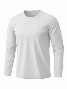 3pcs/Pack Men's Spring/Autumn Sports T-Shirt, Solid Color Long Sleeve Classic Versatile Fashion Top - Multicolor - View 7