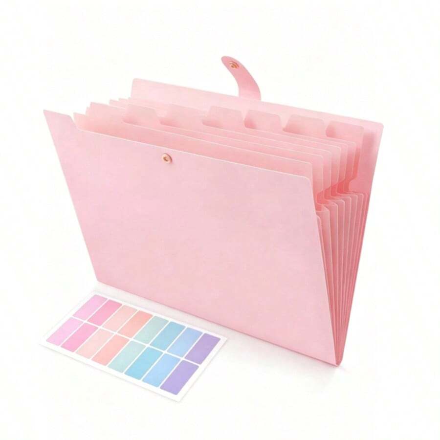 8-Pocket Expanding Folder, Accordion-Style Paper Organizer With Color-Coded Labels, Portable Expanding Bill And Receipt Holder, Letter/A4 Size Document Storage For Home, School, And Office; School Supplies. - Multi-color - View 1