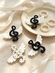 4/2pcs Polka Musical Dot Hair Clip For Daily Family Outings And School Wear, Bangs Clip, Side Clip Punk Hair Clip, Hair Accessories - Multicolor - View 1