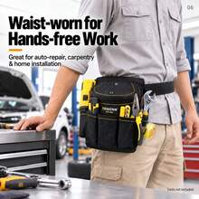 TKIGZNW A007 1Pc Covered Tool Waist Carrier Lightweight 0.25KG Solid Shaping Base Multi Compartment Storage Belt Pouch For DIY Handyman - Black - View 7
