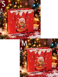 1/3/5pcs Christmas Gift Bags, Divided Reusable Large Gift Bags, Suitable For Supermarket Holiday Parties, Party Favor Bags, Holiday Shopping Bags - Multiple Styles - View 8