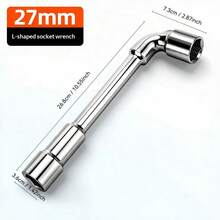 DAIEN Chrome Vanadium Steel Thickened L-Shaped Perforated Socket Wrench, Mirror Plated Dual-Head Straight And Bent Integrated, Long Bolt Unlimited Rod Length Automotive Repair Machine Maintenance Equipment Installation Special Wrench - 1 Pc - View 23