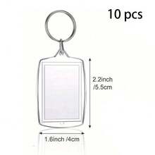 5/10/20 قطعة سلاسل مفاتيح فارغة لإدراج الصور، إطارات صور أكريليك شفافة، تمائم صور DIY، مناسبة للحقائب وحقائب الظهر وصنع الهدايا - متعدد الألوان - مشاهدة 11