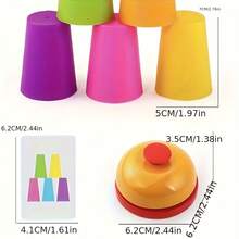 54 Cards + 12 Cups (Random Color) + 1 Bell / 54 Cards + 6 Cups (Random Color), Stacking Game Set, Children's Educational Board Game, Christmas Gift, Parent-Child Interactive Toy, Party Game - Multicolor - View 5