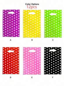 6/12pcs Multi-Color Polka Dot Plastic Gift Bags With Handles, Vibrant Color Party Favor Packaging Bags, Birthday Holiday Celebration Decoration Gift Bags, Candy Gift Packaging Supplies (Reusable Bags) - Multicolor - View 9