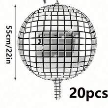5/10/20pcs [10 Inch, 18 Inch, 22 Inch] Silver Disco Theme Balloons, Christmas Decoration, Inflatable Supplies, Suitable For Birthday Party, Anniversary And Celebration Backdrop - Multicolor - View 13