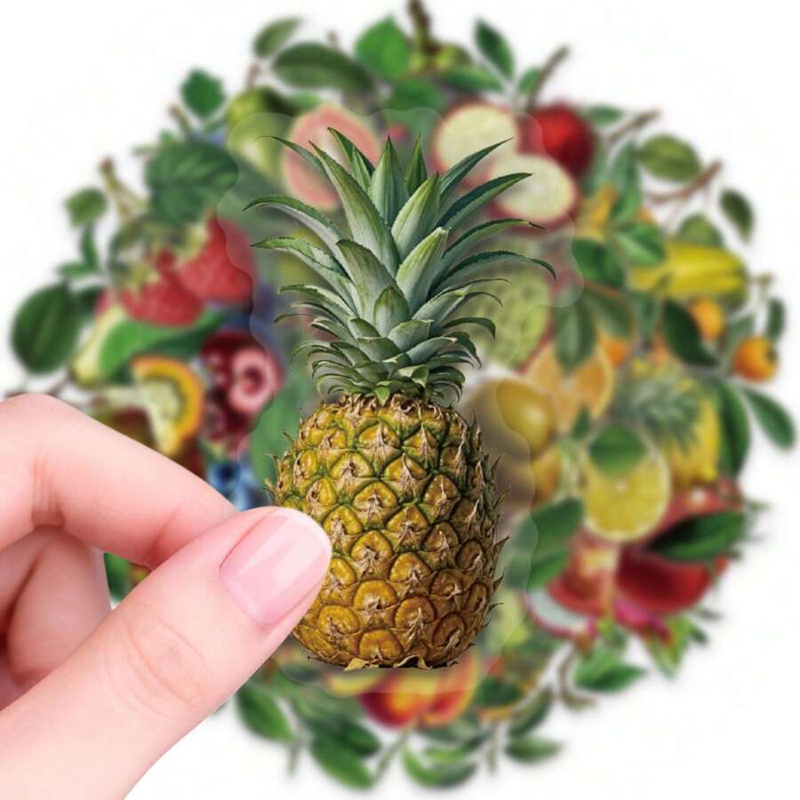 56pcs Tropical Fresh Fruit Graffiti PET Stickers, Suitable For Decorating Journals, Phone Cases, Notebooks, Tablets, Skateboards, Guitars, Party Packaging, Water Bottles And Luggage - Multicolor - View 1
