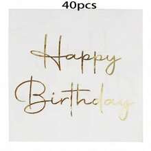 100pcs/60pcs/20pcs/10pcs/5pcs Disposable Gold Foil Birthday Party ...