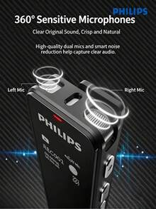 PHILIPS VTR5102 Voice Recorder 16G/32G Meeting Recorder Voice-To-Text Smart APP Voiceprint Induction Simultaneous Recording And Writing HD Noise-Canceling Voice Recorder - View 5