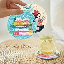 8pcs Christmas 5D DIY Diamond Painting Coaster Kit, Full Drill Rhinestone Art Cup Mat, Non-Slip Handmade Table Decor, Xmas Craft Gift For Adults Kids - A - View 6