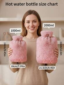 Autumn/Winter Warm Hand Warmer Bag, 2000ML/1000ML Size, Pink/Grey Optional - Multicolor - View 6