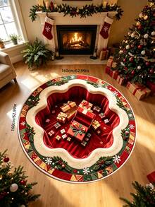 1pc Christmas Theme Living Room Round Rug Gift Box Pattern Bedroom Decor Bedside Carpet, 3D Visual Effect Home Bay Window Plush Rug, Seasonal Decorative Mat, With Holiday Design, Christmas Decoration, Perfect Christmas Gift, Perfect Match For Christmas And New Year Celebration, Decorative Rug, Bedroom Decor, Small Rug, Carpet, Home Decor, Living Room Rug - Multicolor - View 17