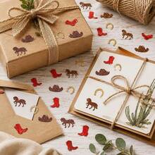 120pcs Western Cowboy Confetti Decorations, Glitter Cowboy Boot Hat Horse And Horseshoe Table Scatter For Birthday Party, Rodeo Theme Party, Western Event And Celebration Supplies - Western Cowboy - View 5