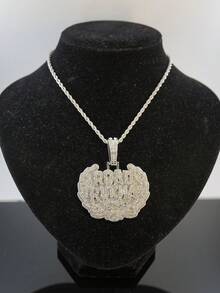 Men's Full Rhinestone ROAD RUNNER Letter Pendant Necklace, Thick Cuban Chain, Hip Hop Rap Street Style Jewelry - ROAD RUNNER - View 10