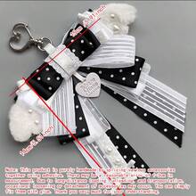 1pc Polka Dot Ribbon Bow Bag Charm, Anime Cosplay Concert Convention Lolita Ita Bag Accessory, Lace Star Tulle Plush Wings Heart Buckle Handmade Idol Fan Decoration, Landmine Style - A - View 11