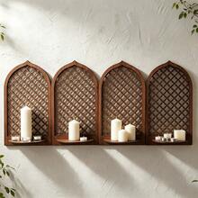 Handcrafted Wooden Arched Shelf Set – 3-Tier Wall Hanging Display & Desktop Organizer For Home Decor - View 8