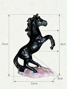 1pc Creative Leaping Horse Statue - Black Resin Stallion Sculpture With Pink Base, Suitable For Living Room, Office Desk And Collectible Decor, Leaping Horse Statue, Black Stallion Small Statue, Pink Marble Base Decoration - 1PC - View 10