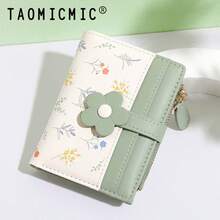 Women's Small Foldable Wallet, Cute Floral PU Material Wristlet, Portable Card Holder, 3D Flower Decor, Multi-Card Slots, ID Window, Coin Purse - Multicolor - View 6