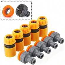 6/10-Piece Hose Quick Connector Kit | 3/4" & 1/2" | Threaded Faucet Adapters | Car Wash & Garden Watering - A - View 1