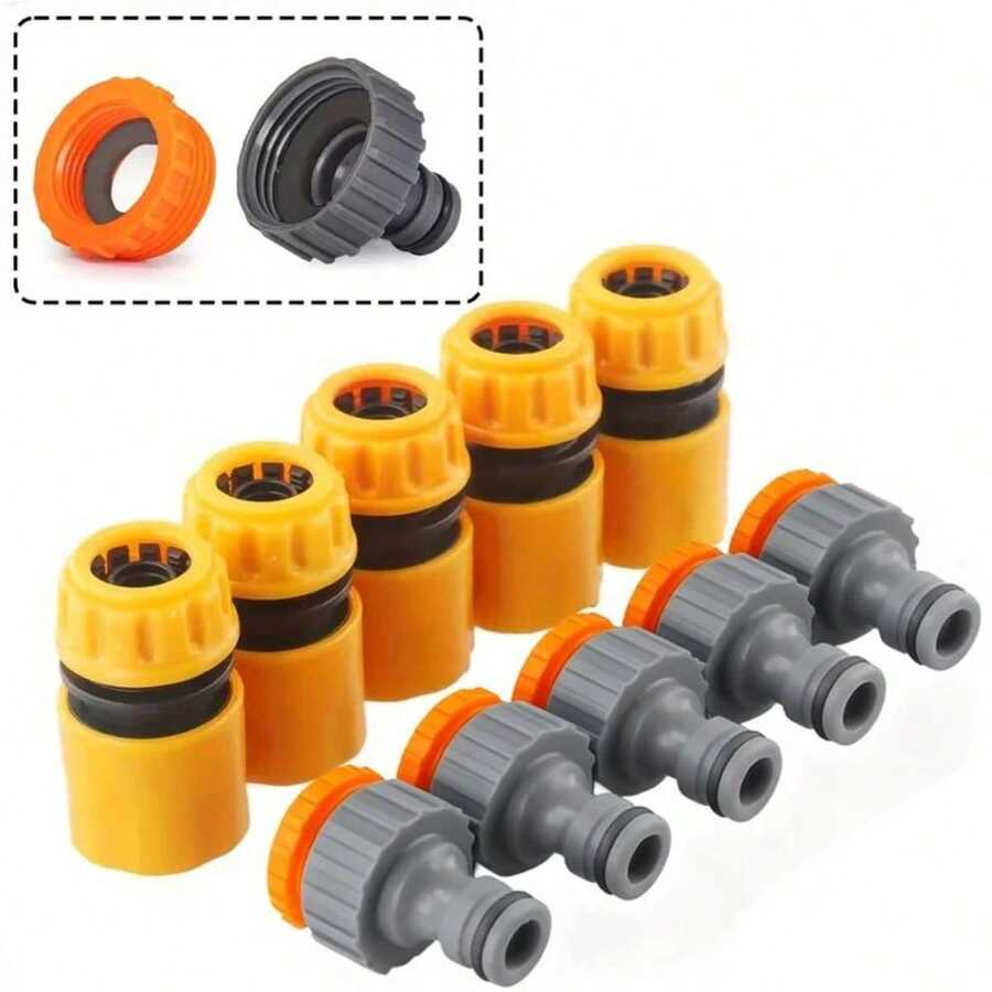 6/10-Piece Hose Quick Connector Kit | 3/4" & 1/2" | Threaded Faucet Adapters | Car Wash & Garden Watering - A - View 1