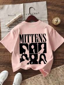 Teen Girl Casual Fun Print Crew Neck Pullover Short Sleeve T-Shirt Summer Top - Pink - View 2