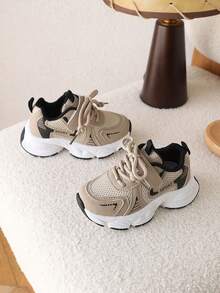 1 Pair Kids' Sports Shoes New Boys' Chunky Sneakers Summer Style - Khaki - View 4
