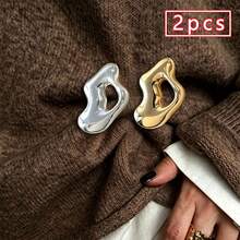 2pcs Asymmetrical Fluid Hollow Brooch Gold & Silver Color Luxury High-End Style Suit Sweater Hat Dress Women's Pin Accessory Daily Commute Date Outfit Gift - Multicolor - View 11