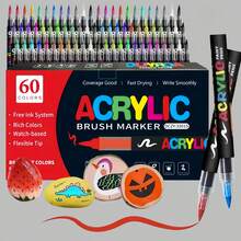 12-60 Colors Acrylic Paint Marker Set, Soft Tip, Non-Bleeding, Suitable For Painting, Doodling And Layering, Applicable To Stone, Glass, Ceramic, Metal, Wood And Other Materials, Perfect Gift For Friends, Back To School Gift, DIY Crafts - Multiple Styles - View 1