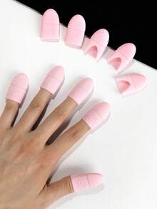 10pcs Rose Red & Pink Silicone Nail Removal Finger Protectors, Soft Elastic Trim, Non-Constricting, Reusable, For Nail Salon And Home Use, Gel Polish & Extension Nail Removal - Multicolor - View 2