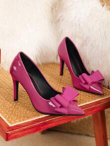Pointed Toe Stiletto High Heel Elegant Women's Shoes, Fashionable Low-Cut Evening Pumps, Versatile For Party And Office Wear - Hot Pink - View 8