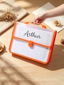 1pc Customized Name Transparent Portable Folder, A4 Size Document Storage Bag With Handle, Office School Paper Document Classification Storage Portable File Organizer - Multicolor - View 8