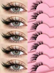 7 Pairs Half Lash False Eyelashes, Lightweight And Soft, Create Cat Eye Makeup Effect, Naturally Extend Eye Corners, Transparent Lash Roots, Suitable For Daily Makeup, Long-Lasting And Reusable, Cat Eye Effect Half Lash - Black - View 1