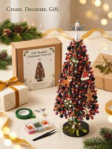 1pc DIY Beaded Christmas Tree Craft Kit+Tools, Colorful Bead And Ornament Components For Handmade Tabletop Holiday DisplayChristmas Decor,Christmas Home Decor,Room Decor, Festive Party Decoration, Seasonal Craft Project, Gift And Winter Home Display - DIY Christmas Tree Kit - View 9