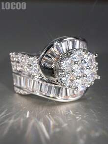 1pc Romantic Cubic Zirconia Ring For Women, Wedding Engagement Party Jewelry, Valentine's Day Gift - 1# - View 3