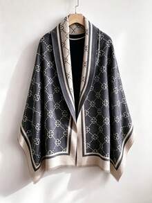 1PC Imitation Cashmere Elegant Four-Leaf Clover Pattern Jacquard Warm Scarf Women's New Autumn And Winter Fashion Versatile Air Conditioning Shawl - Multicolor - View 2