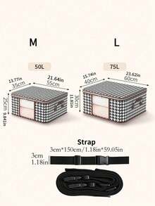 Minimalist Fabric Foldable Storage Box With Dust-Proof Zipper Top Cover, Stackable Wardrobe Organizer Bin With Textured Leather Handles, Large Capacity Clothes And Bedding Storage Box, Practical For Bedroom Seasonal Clothing Storage And Dorm Room Organization - Multi-color - View 3
