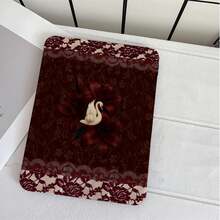 波爾多紅百合天鵝蕾絲飾邊平板保護套，附筆槽，相容 iPad 第 10 代 Smart Case/11(A16 2025)/相容 Galaxy S9/S7/S10+/相容 /相容 - 彩色 - 查看 3