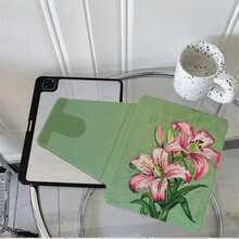 1件綠色背景百合花繪畫可旋轉平板保護殼，相容 iPad Air 6/5/4 和 10 (10.9 吋)，相容 iPad Pro 2024、Air M3/A16 2025，相容 Galaxy Tab S9 FE/S8 Plus/S7/S10，相容 OPPO Pad，相容 MatePad，相容 Vivo Pad，相容 Honor Pad，相容 Pad - 彩色 - 查看 4