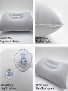 2pcs Inflatable Travel Pillows, Portable Outdoor Ultra-Light Inflatable Camping Pillows With Neck And Waist Support, Washable Inflatable Pillows, Suitable For Airplane, Car, Office Nap, Hiking, Multi-Functional Pillows For Various Occasions - A - View 7