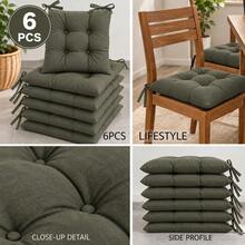 6 Pcs Comfortable Indoor & Outdoor Seat Pads For Kitchen, Dining, Garden, Balcony & Patio Chairs In Turkey - Olive Green - View 5
